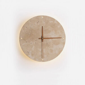 Creative Stone Clock Living Room Wabi Sabi Wall Lamp Nordic Simple Yellow Travertine Restaurant Corridor Circular Sconce Light SSM-2203 image 1
