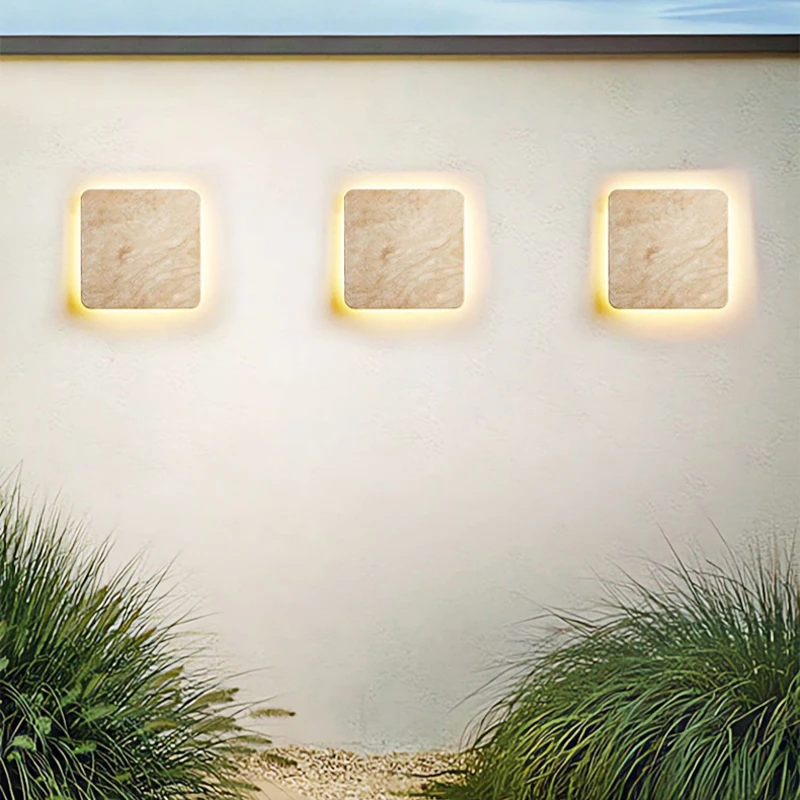 New Natural Yellowstone Ip65 Waterproof Led Wall Lamp Square Villa Courtyard Entrance Corridor Restaurant Decorative Lights