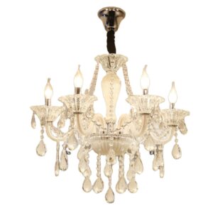 Minimalist modern white LED candle crystal chandelier home living room dining room banquet hall cafe decoration pendant lamp SSM-9069 image 1
