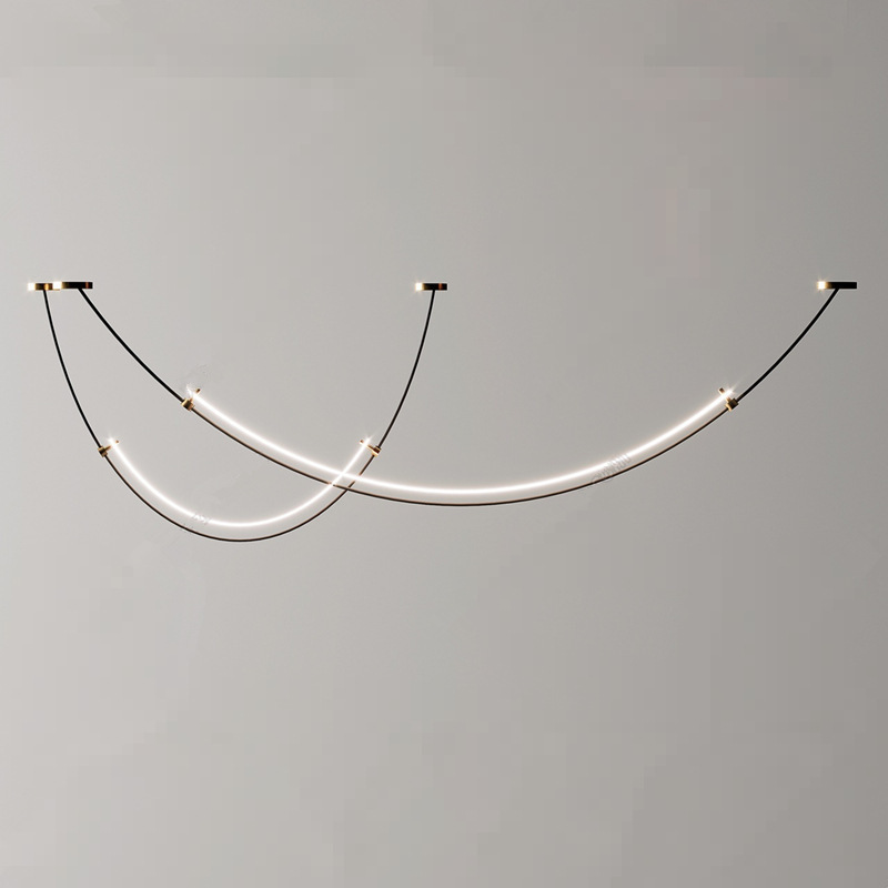 Minimalist Curved Line LED Ceiling Chandelier for Dining Room Bar Bedroom Home Indoor Lighting LED Ceiling Pendant Light