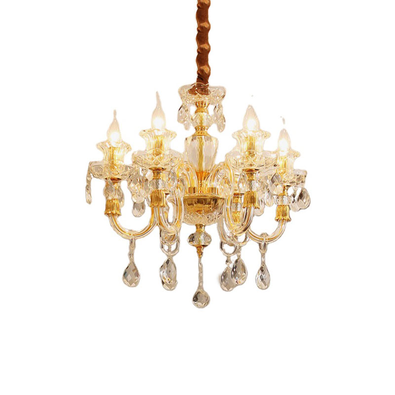 Modern K9 crystal chandelier luxury decoration hotel lobby chandelier lighting classic home bedroom golden luster pendant lamp