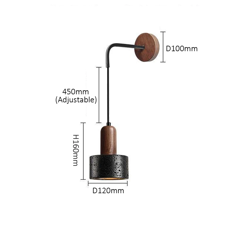 Japanese Wabi Sabi Hanging Black Stone Decor Wall Lights for Home Bedroom Living Room Hotel Homestay