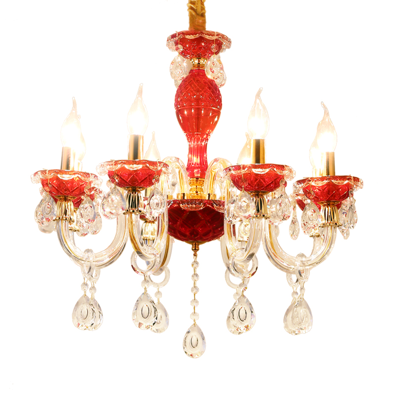 Contemporary interior red chandelier living room bedroom kitchen pendant lamp crystal hotel banquet hall decorative lighting