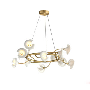 Modern Brass Ceramic Flower Chandelier French Design Restaurant Pendant Light Dinning Room Design WSM-8002 image 1