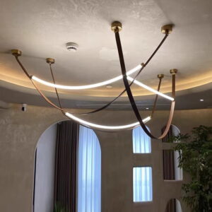 Nordic Pendant Lamp Modern Designer Belt LED Lamp Stairwell Hall Decoration Droplight Suspension Leather Pendant Lamp SSM-8111 image 1