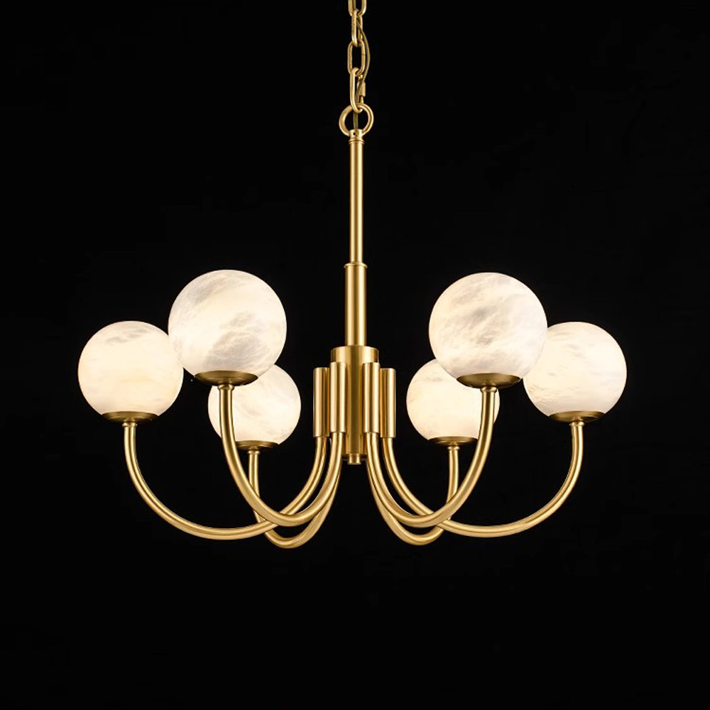 Led Bar Modern Natural Alabaster 6L Ball Chandelier Pendant Light Fixtures for Chandeliers Lights Living Room Hotel