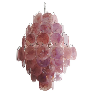 Vintage Italian Murano Pink Glass Chandelier Fixtures Hanging Lights for Living Room High Ceiling SSM-3317 image 1