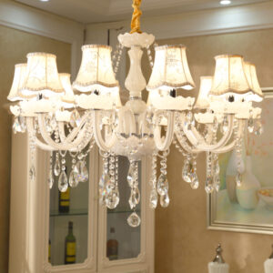 Postmodern white crystal chandelier fashion simple European style home bedroom living room decoration candle crystal chandelier SSM-8028-02 image 1