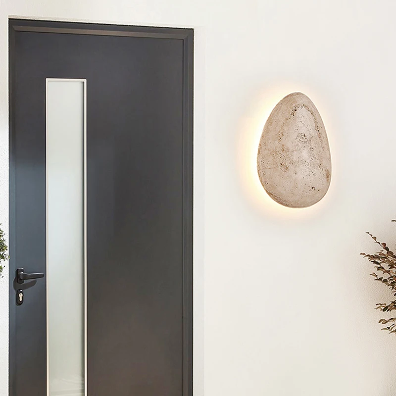 Waterproof LED Wall Lamp Natural Yellow Stone for Bedroom Decor Personalized Cobblestone Villa Courtyard Doorway Corridor