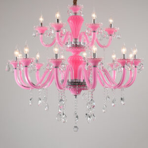European style modern pink color crystal chandelier for kids bedroom living room pendant lamp home simple decorative lighting SSM-9038 image 1