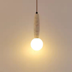 Yellow Travertine Retro LED Pendant Light Bedside Lamp Natural Stone Hanging Lighting Bedroom Home Decor Pendant Lamp SSM-2073 image 1