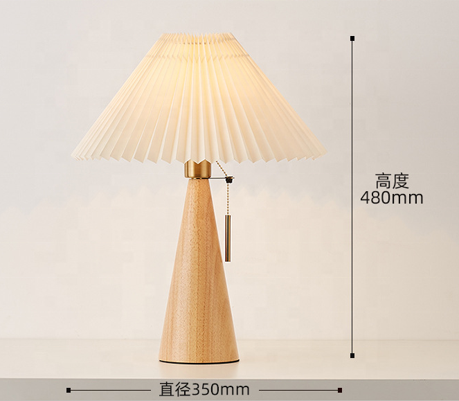 Modern Nordic Design Wooden Desk Lamp Indoor Fabric Shade Decoration Study Folding E26 Reading Table lamp
