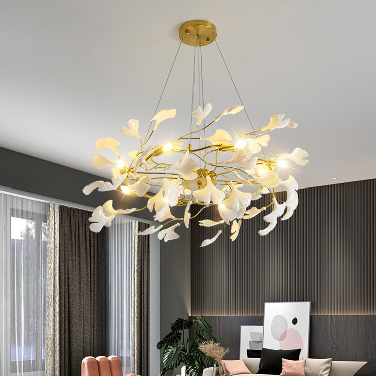 Modern American Style Indoor Dining Room Chandelier Golden Brown Ceramic Pendant Iron 220V Ceiling Home Lighting Hanging 220V
