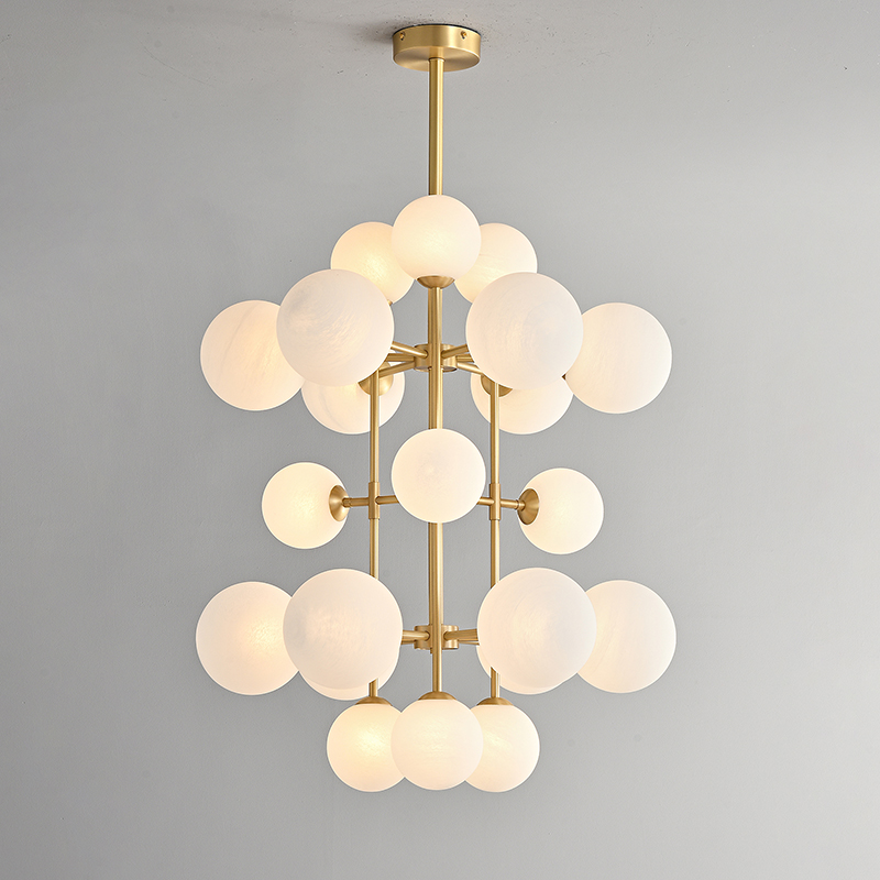 Modern Glass Ball Chandelier Light for Dining Room Living Room Copper Antique Brass Pendant Lamp 400k6382