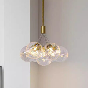 Copper Nordic Minimalist Hanging Lamp for Restaurant Living Room Bedroom Bedside Creative Glass Ball Chandelier Light WSM-8015 image 1