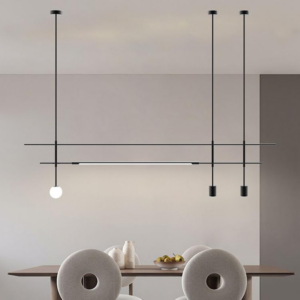 Nordic Simple Restaurant Bar Linear Strip Pendant Light Sales Department Company Shop Front Desk Office Iron Long Chandelier SSM-8118 image 1