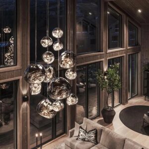 Custom Handmade Colorful Starry Modern Ball Shape Large Glass Bubbles Chandelier for Villa Living Room WSM-2912 image 1