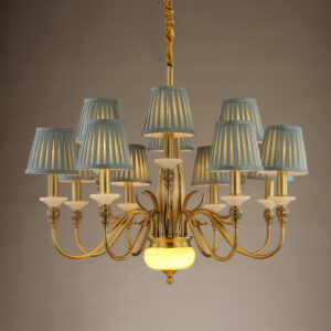 MEEROSEE Green Lampshade Chandelier Brass Classic Luxury Lighting French Country Chandelier 400k3945 WSM-8072 image 1