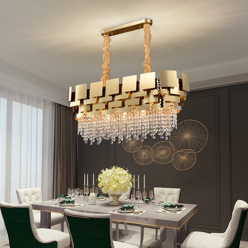 Luxury Brass Gold Crystal Chandelier Modern Wedding Hall Ceiling Restaurant Hanging Lighting Fixture Home Decoration