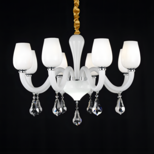 Midcentury Classic Snow White Color Wedding Party Event Decor Light K9 Crystal Chandelier Pendant Lamps for Living Room SSM-8083-02 image 1