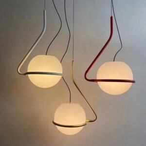 Steel Acrylic White Red Silver Hanging Indoor Living Room Pendant Modern Chandelier for Dining Table SSM-3018 image 1