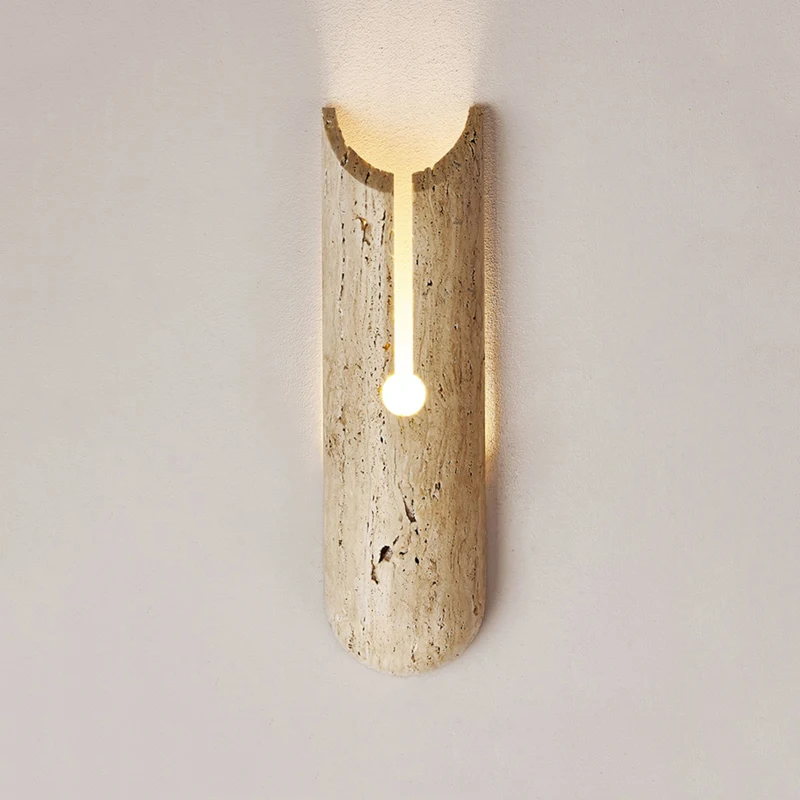 Wabi Sabi Natural Stone Design Wall Lamp Bedside Bedroom Living Room Home Fresh Corridor Ailse Travertine Decor Lights