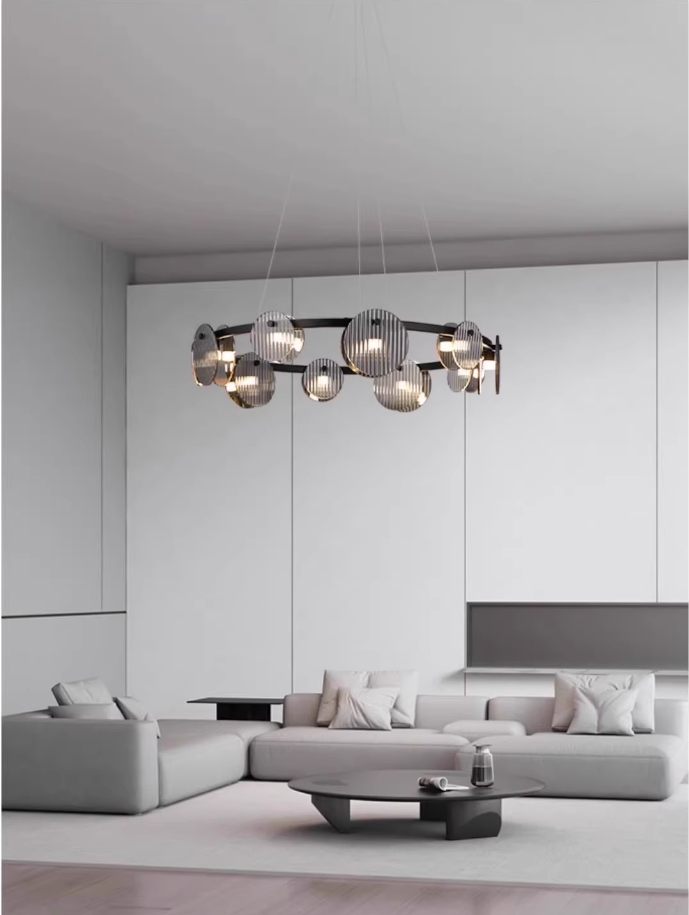 Italian Modern Nordic Crystal Chandelier Simple Minimalist Design High Class Glass Lamp Lighting for Living Room Bedroom