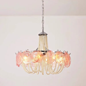 French Murano Murano pink Glass Living Room Chandelier Light Luxury Medieval Romantic Warm Pearl Master Bedroom Lamp SSM-3302-02 image 1