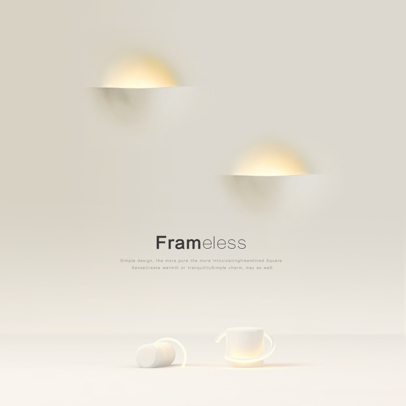Creative Embedded Frameless Aluminum Base LED Light Source Wall Lamp Simple Personality Design for Outdoor Living Room Bedroom