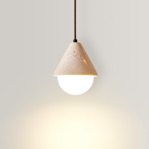 Nordic Minimalist Single Travertine Kitchen Island Pendant Light Stone Hanging Light with E26 Bulb Base Middle Sizes SSM-2063 image 1