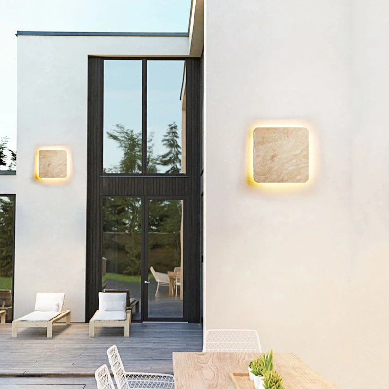 New Natural Yellowstone Ip65 Waterproof Led Wall Lamp Square Villa Courtyard Entrance Corridor Restaurant Decorative Lights