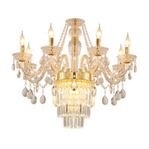 Luxury gold k9 crystal chandelier modern pendant lamp for living room banquet hall lamparas ceiling lamp villa dining chandelier SSM-9130 image 1