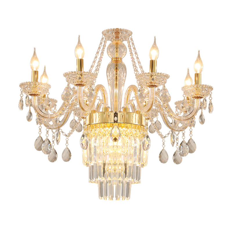 Luxury gold k9 crystal chandelier modern pendant lamp for living room banquet hall lamparas ceiling lamp villa dining chandelier