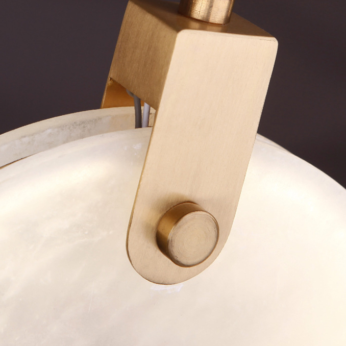 Alabaster Chandelier Simple Luxury Brass Round Marble Pendant Light for Staircase Kitchen Hallway Adjustable