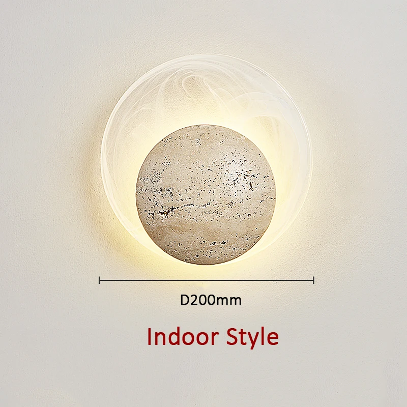 Modern Cream Natural Stone Glass Circular Home Decoration Led Lamp Nordic Minimalist Wabi Sabi Restaurant Corridor Wall Light