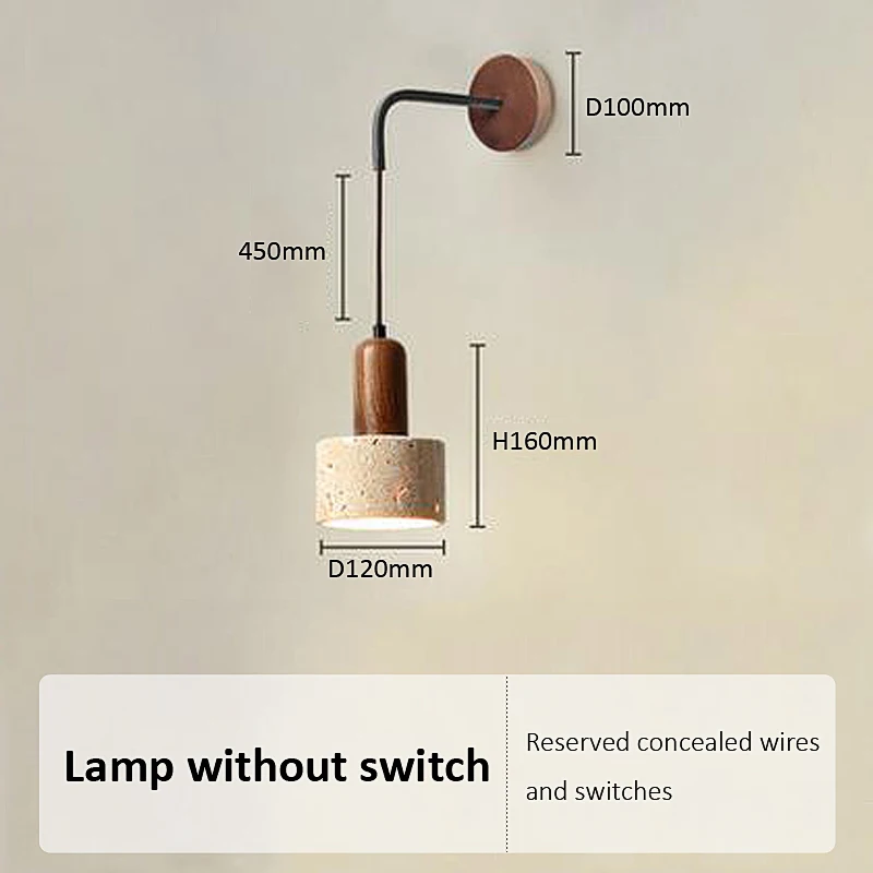 Hot Style Wabi Sabi Natural Stone Hanging Travertine Wall Lamp Home Decoration Homestay Bedroom Bedside Living Room