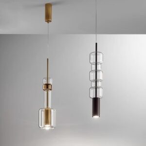 Nordic creative restaurant bedroom bedside lamp designer DIY bamboo art cylindrical glass chandelier SSM-9513 image 1
