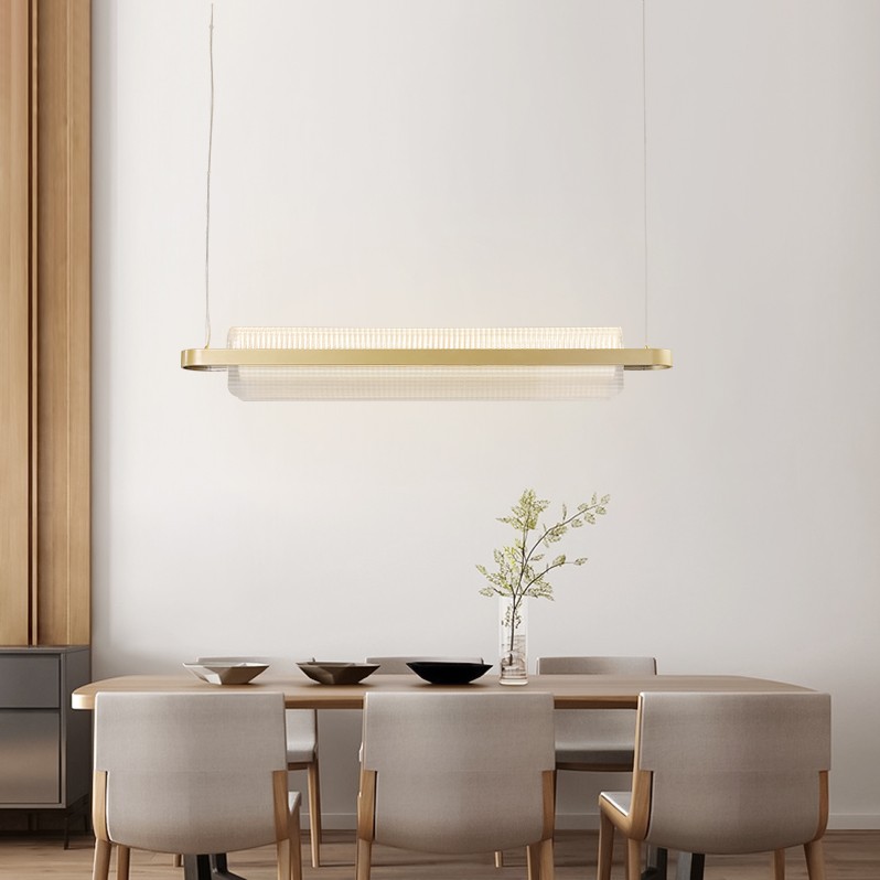 Linear Desk Light Modern Aluminum With Glass for Kitchen Island Dining Room Table Office Light Height Adjustable Chandelier