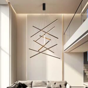 Artistic Chandelier Duplex Loft Interior geometry Living Room Aesthetics Suspension Dining Room Pendant Luminaire SSM-0029 image 1