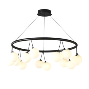 Modern Design Black Iron Art Dining Room Lamp Indoor Living Room Deco Home Hotel White Glass Ball Pendant Chandelier Lights SSM-8067 image 1