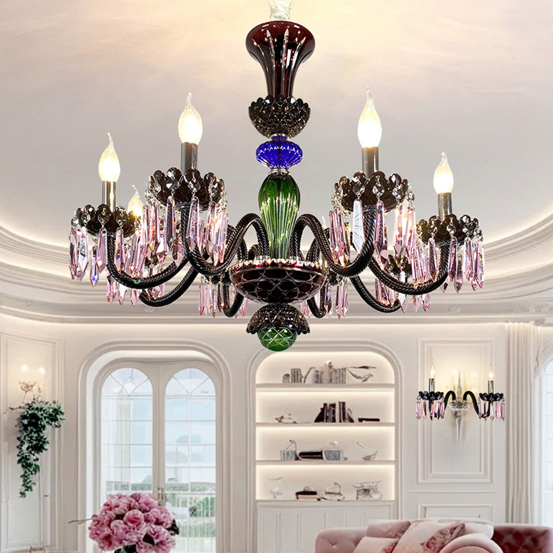 European new design colorful glass pendant lamp for living room restaurant hotel lobby crystal chandelier