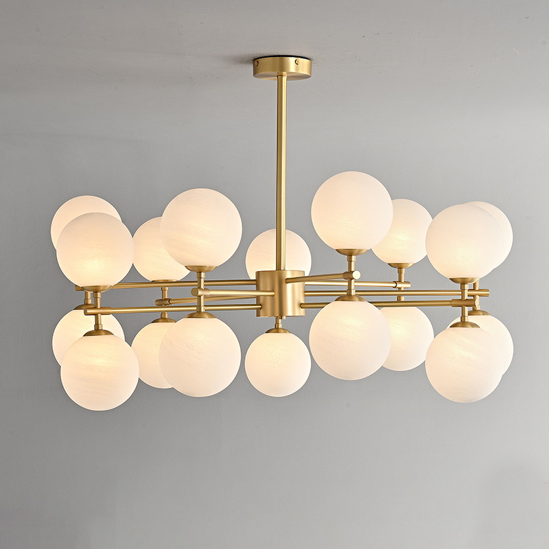 Modern Glass Ball Chandelier Light for Dining Room Living Room Copper Antique Brass Pendant Lamp 400k6382