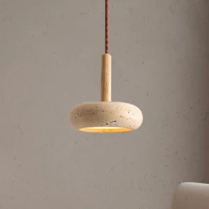 Wabi Sabi D150mm Yellow Stone Bowl Droplight Led 12W Over Kitchen Island Dining Table Bedside Restaurant Hanging Lamp SSM-2071 image 1