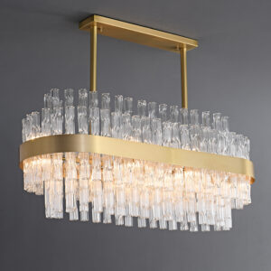 Gold Rectangle Pendant Lamp Kitchen Lighting Modern Chandelier Luxury for Home 400k6302 WSM-8043 image 1