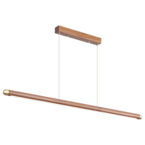39 Wood Linear Pendant Light Dimmable Hanging Light Fixture LED Kitchen Island Lights for Dining Room Study Walnut SSM-0025-01 image 1