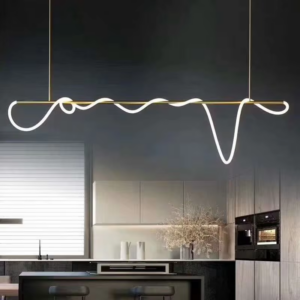 PM Modern Long Strip Dining Table Chandelier Bar Counter Musical Notes Artistic Design Pendant Lamp Lamp Tube Winding Line Light SSM-8057 image 1