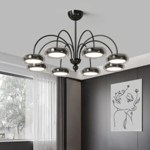 Full Spectrum LED Living Room Black Chandelier Three Color Intelligent Voice APP Remote Dimming Bedroom Study Chandelier SSM-8031-01 image 1