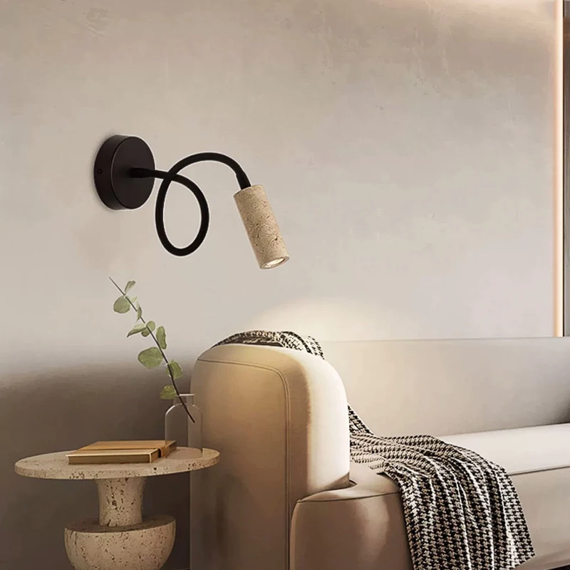 Postmodern Creative Adjustable Flexible Pipe Wall Lamp Led for Bedside Bedroom Study Corridor Yellow Stone Decor G9 5W