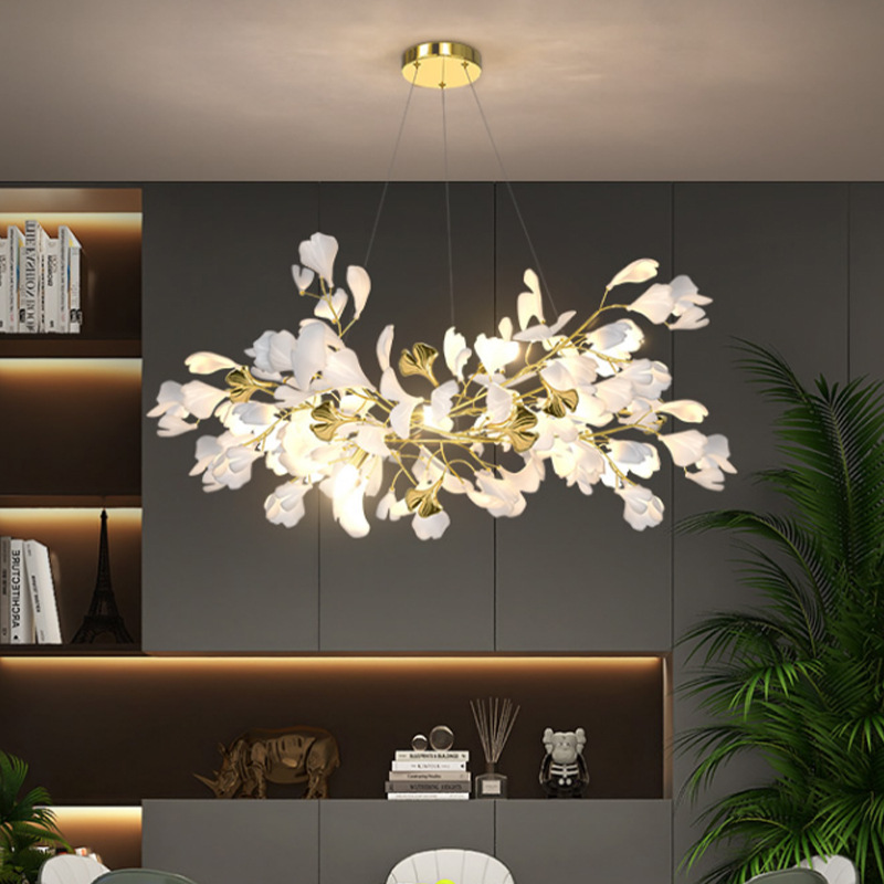 Modern American Style Indoor Dining Room Chandelier Golden Brown Ceramic Pendant Iron 220V Ceiling Home Lighting Hanging 220V