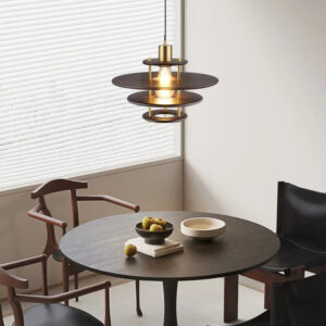 Antique Solid Wood Dining Room Chandelier Vintage Solid Wood bar Table Bedroom LED Flying Saucer Light SSM-8022 image 1